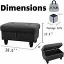 28" Storage Ottoman with Storage for Bedroom, Solid Wood End of Bed Storage Bench, 660lbs Capacity Heavy Duty Foot Rest Stool, Navy Blue Linen Bench with Double Layer Springs (Dark Grey), 19"D x 28.5"W x 17.5"H