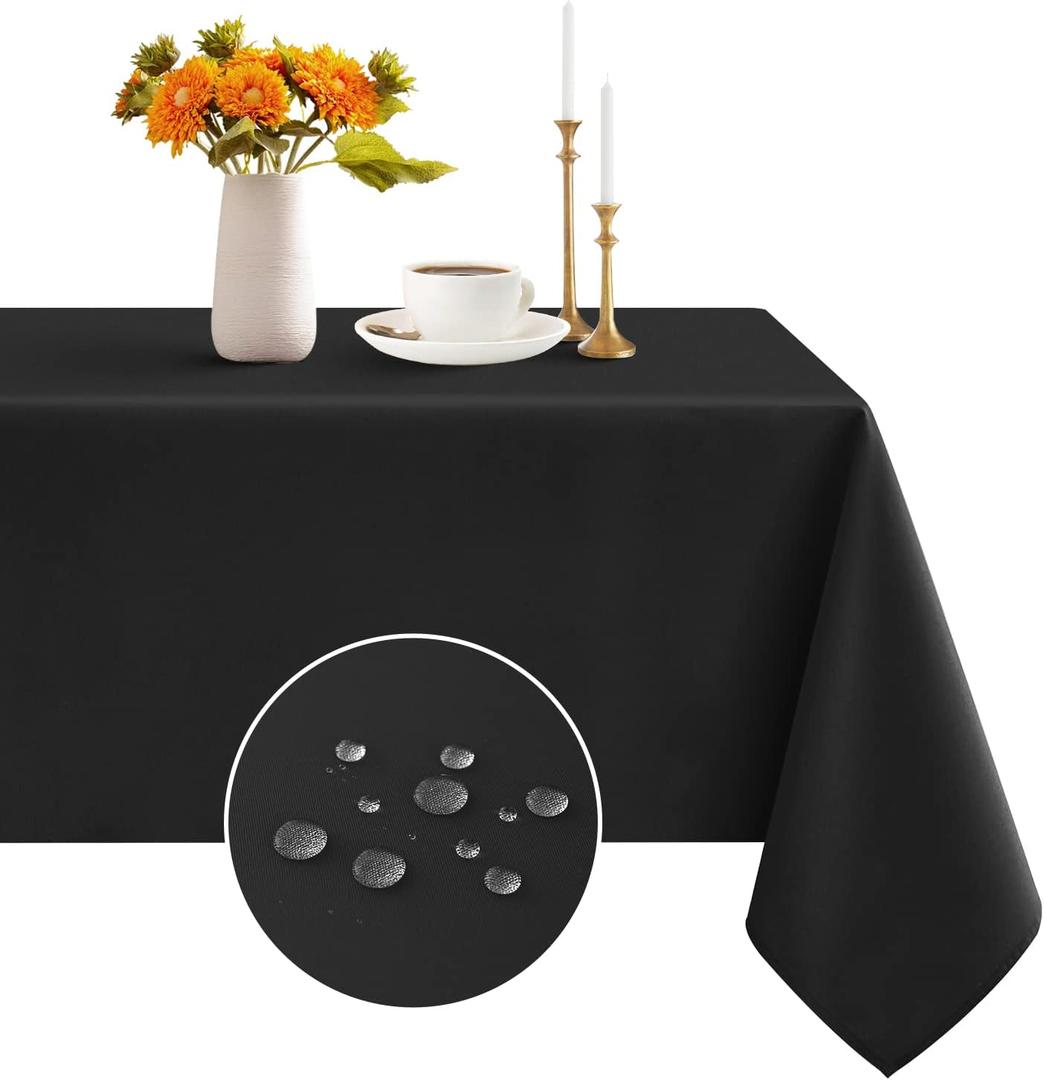 Romanstile Rectangle Tablecloth - Waterproof and Wrinkle Resistant Washable Polyester Table Cloth for Kitchen Dining/Party/Wedding Indoor and Outdoor Use (60 x 84 inch,Black)