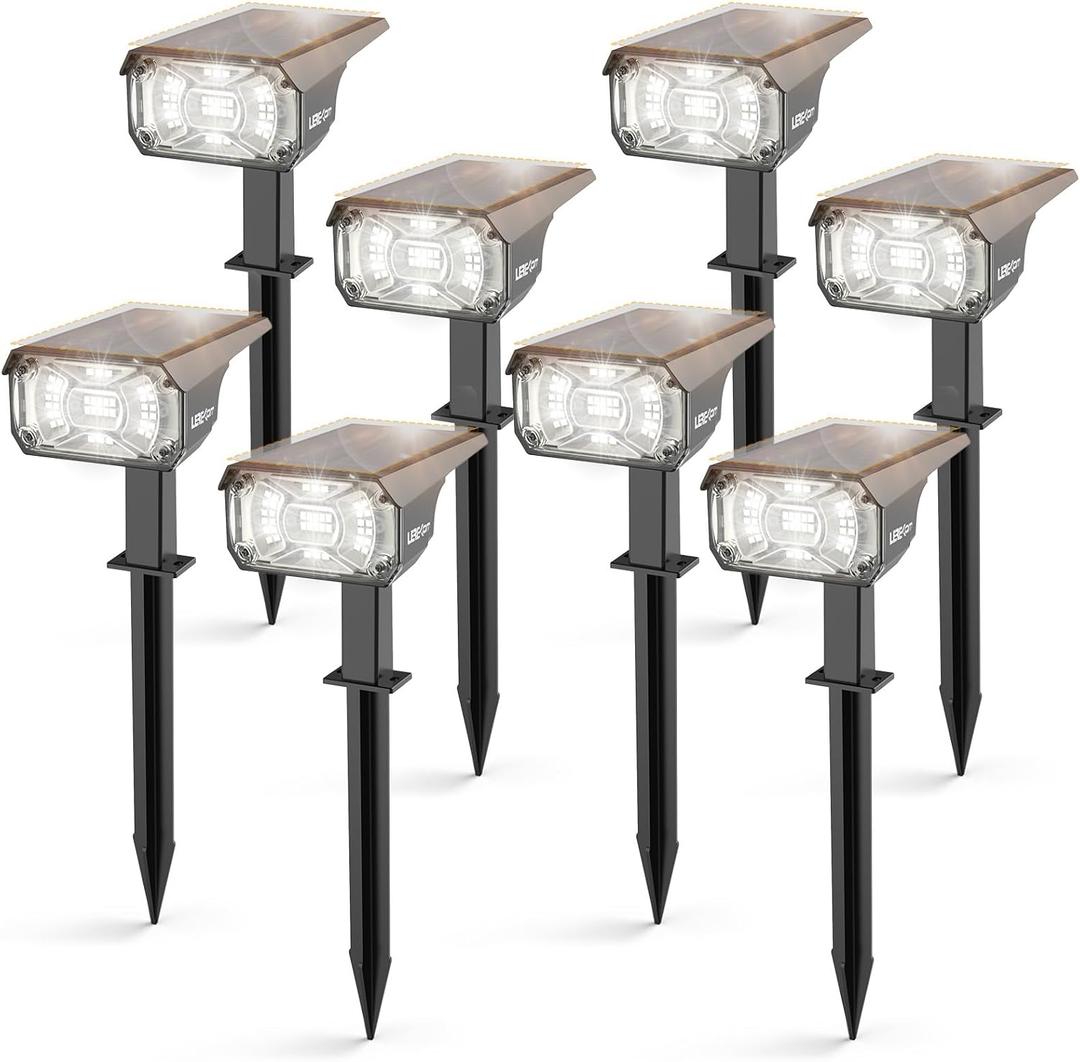 Solar Spot Lights Outdoor,40 LEDs Solar Outdoor Waterproof Landscape Lights with 3 Light Modes, Solar Powered Garden Yard Wall Lights Auto On,Off for Patio 8 Pack (Cool White)