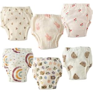 Baby Training Underpants,Soft Cotton Absorbent Potty Training Underwear For Baby Boys And Girls 6 Pack, Size 1T