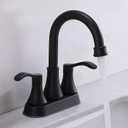 Matte Black Bathroom Sink Faucet, 2-Handle 4 Inch Centerset Lead-Free Modern Commercial, 360 Swivel High-Arc Spout Lavatory Vanity Faucets Set for Sink with Drain & Water Hoses, VALZST050B