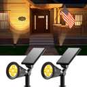 2 Pack Solar Spotlights Outdoor Waterproof for Christmas Hanging, Tree, Wreaths, Snowman, Elk, Adjustable Panel Solar Power Landscape Uplights for Outside Garden, Backyard, Patio, Sidewalk,Warm White
