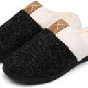 UBFEN Womens Mens Slippers Memory Foam Comfort Fuzzy Plush Lining Slip On House Shoes (15-16 Women/13-14 Men, Black)