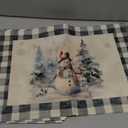 XCHI Watercolor Buffalo Plaid Snowman Snowflakes Christmas Winter Xmas Placemats Set of 4 Table Mats for Party Home Kitchen Dining Table Decorations 12x18 Inch