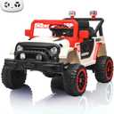 12V Kids Car, 4x4 Electric Car for Kids with Remote Control, LED Lights & Music, Off-Road Ride On Toy Car Gift for Boys Girls 3+ Years Old (Racing Red & White)