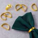 Gold Napkin Rings Set of 4, Stainless Steel Bright Gold Napkin Holder, Fall Thanksgiving Christmas Easter Napkins Rings for Table Decor Wedding, Banquet, Party