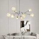 Sputnik Chandeliers for Dining Room Light Fixture Over Table, Modern Crystal Chandeliers, 9 Lights Chrome Lighting Fixtures for Living Room Bedroom Kitchen Island Bar