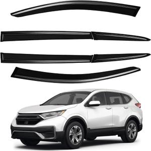 AUXKO 6Pcs Tape-on Rain Guards for Honda CRV 2017-2022 | Shatterproof, Easy Install, Extra Durable, Fits Great, High Quality, Black Auto Accessories, Side Window Deflector & Visors