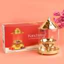 Satvik 8 Inch Kanchdeep Akhand Diya with Chimney Glass Diwali Pooja Decoration Decorative Brass Oil Lamp Whole Night Dia for Deepawali.Outdoor Mandir Housewarming Return Gift (Super Large.)