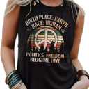 Birth Place Earth Race Human Politics Freedom Religion Love Tank Top Women Sleeveless Summer Casual Vacation Basic Shirt (Black, XL)