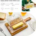 Crystal Covered Butter Dish,8inch Classic Glass 2-Piece Design Butter Keeper with Lid | Butter Holder | Dishwasher Safe