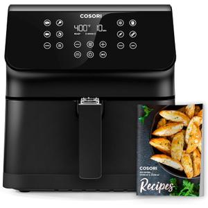 COSORI 12-in-1 Air Fryer 5.8QT, Toast, Bake, Nutrition Facts for 100+ In-App Recipes, AdaptIQ Tech Fast Cook, for Main & Side Dishes, Snacks, Leftovers, Detachable Square Basket, Dishwasher Safe (Black)