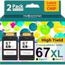 67XL Black Ink Cartridge for HP Ink 67 Replacement HP 67 Black Ink Cartridge HP67 HP67XL Envy 6055e 6000 6455e 6400 6458e DeskJet 2755e 2700 2700e 2752e 2734e 4155e 4100e Printer Ink HP 67 XL 1PACK