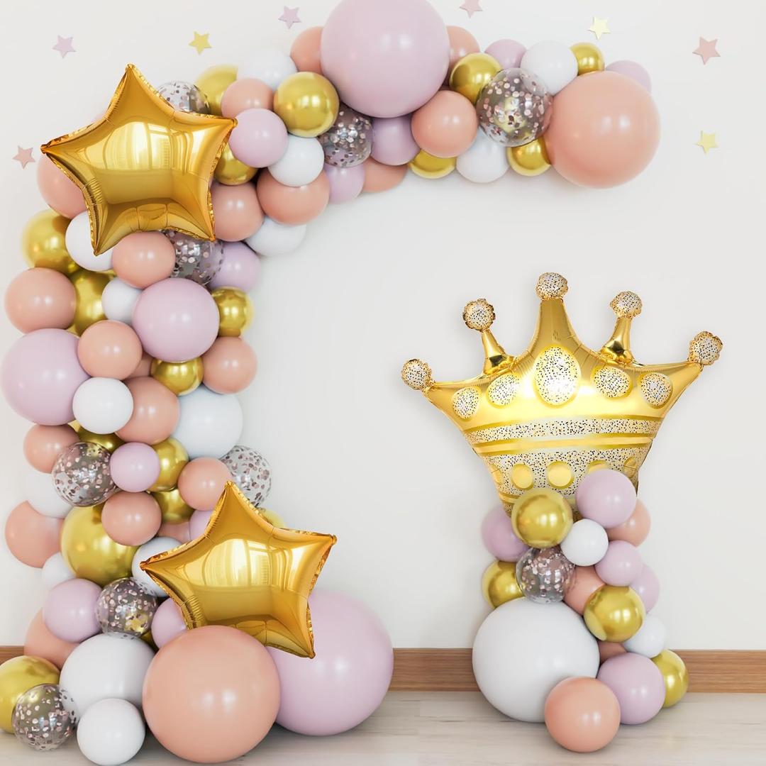 KatchOn, Macaroon Pink and Gold Balloon Set - Pack of 60 | Macaron Balloon Garland Kit with Latex & Foil Balloons | DIY Balloon Kit for Birthday, Baby Shower, Wedding, Party Decorations