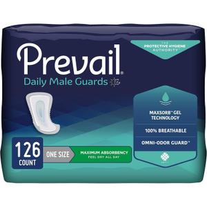 Prevail Daily Male Guards Bladder Control Pad, Incont., 12-1/2 in, 14 ct
Bladder Leak Protection with MaxSorb Gel Technology, Up to 8 Hours of Odor Control, Discreet, Secure Fit for Day & Night Use