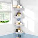 ALLZONE Rustproof Shower Caddy Corner for Bathroom,Bathtub Storage Organizer for Shampoo Accessories,4-Tier Adjustable Shelves with Tension Pole, 39 to 113 Inch, Grey