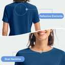 TBMPOY Women's Short Sleeve Workout Tops T-Shirts Breathable Quick Dry UPF 30+ Athletic Exercise Tee Shirts with Side Slits (Blue, L)