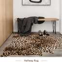 Pettop Luxury Faux Leopard Print Rug 4.6x5.2 Ft - Western Cheetah Area Rugs for Living Room, Bedroom, Farmhouse - Premium Western Faux Fur Carpet, Non-Slip Animal Hide Throw Rugs, Dark Brown