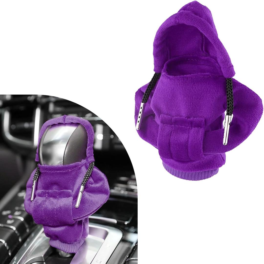 Ziciner Car Gear Shift Knob Cover, Fashionable Sweater Design Trim, Universal Soft Gear Shift Protector, Auto Interior Decor Accessories for Manual & Automatic (Purple)
