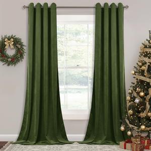 StangH Moss Green Blackout Curtains 96 inches Long - Thick Velvet Fabric Grommet Window Curtain Panels Refresh Home Decor for Dining/Farmhouse/Parlor, W52 x L96, 2 Panels