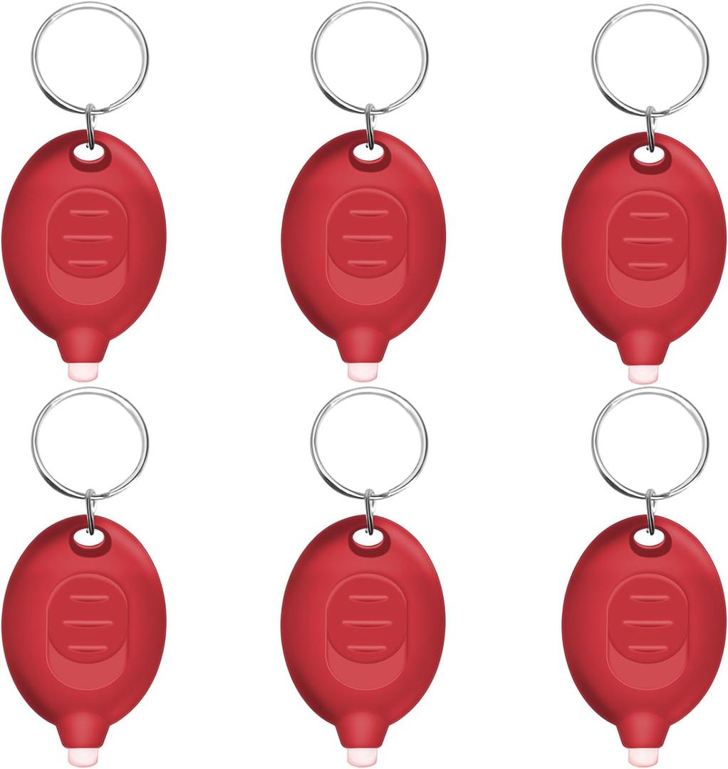 Mini LED Keychain Flashlight, Portable Pocket Flashlight with Red Shell (6PCS)