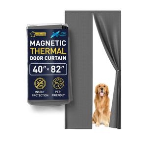 Flux Phenom Thermal Insulated Door Cover - Easy Install - Temperature Protection Barrier, Keeps Warm Air in, Magnetic Door Curtain for Winter - 40"x82",Fabric 40"x82"