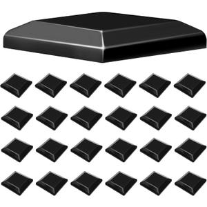 TonGass (24-Pack, Black) True I.D. 6"x6" Wood Fence Post Caps - Wooden Fence Cover Deck Post Cap, Durable Plastic Water-Proof and UV-Proof, Protect Wooden Poles from Cracking and Rotting