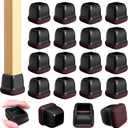 16 Pcs Chair Leg Floor Protectors for Hardwood Floors - Square Silicone Covers with Felt Pads, Protect Floors, Reduce Noise (Black, Fit: 3/4" to 1")