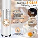 Milk Frother Handheld, Rechargeable Coffee Frother Wand with 2 Stainless Whisks 3 Speeds, Drink Mixer, Electric Foam Maker, Hand Mixer for Lattes, Cappuccino, Matcha, Egg, White