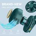 Portable silent mini bladeless fan 3-speed clip-on fan 360 rotatable, suitable for outdoor, travel and office use, travel accessory (Green)