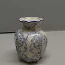 Vintage Blue Ceramic Vase, Small Blue and White Porcelain Decorative Flower Vase for Centerpiece Living Room Table Shelf, Chinoiserie French Country Decor