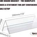 4 PACK Name Plate Holders Acrylic for Desks,8X3 Inch Horizontal Slant Back Office Desk Sign Holders for Desks