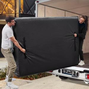 Mattress Bags for Moving, BETU Mattress Protector Waterproof Mattress Cover Queen Size Storage Bags with 8 Heavy-Duty Handles and Zipper for Bed Extra Thick Large Reusable (82"x62"x15" Black)