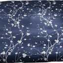 MAXYOYO Mattress Cover for Traditional Japanese Futon Mattress, Futon Floor Mats Cover with Zipper, Super Soft and Machine Washable, Navy Floral, Twin