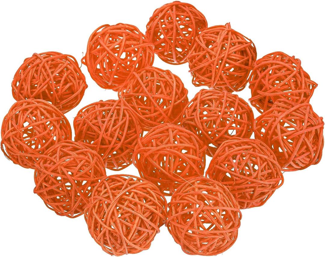 Uxcell 15 Pcs Wicker Rattan Balls, 2inch Wood Decorative Balls Vase Fillers for Centerpiece Bowl Orbs Fillers Tree Wedding Home Decor, Orange