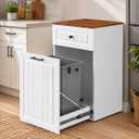 13 Gallon Pull Out Trash Cabinet Drawer Hidden Kitchen Bin
Hidden Kitchen Garbage Bin Storage, Freestanding Modern Farmhouse Waste Bin Cabinet Furniture, White