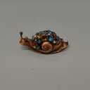 YU FENG 3.5inch Crystals Bejeweled Trinket Box Hand-Painted Brown Snail Animal Figurine Hinged Jewelry Box Collectible for Women Christmas Gift