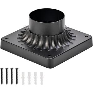 Outdoor Post Light Mounting Base, Pier Mount Base with Matte Black Finish, for Post Lights Only, Fits 3-Inch Diameter Light Posts, for Porch, Deck & Patio, 5.7" X 5.7" X 2.9" With 3" Diameter Fitter