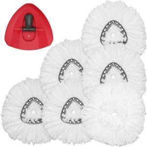 Spin Mop Replacement Head - 6 Pack EasyWring Mop Refills with Base Compatible with O-Cedar Triangle Spin Mop, Microfiber Mop Replace Head Easy Cleaning Floor Head Mop for Floor Cleaning