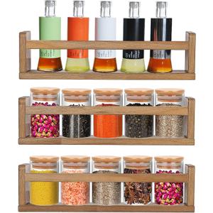 AZSKY Nursery Book Shelves for Wall Bookshelf for Kids Wood Floating Book Shelves16 Inch Wall Shelves for Living Room Bedroom Decor Kitchen Spice Rack Bathroom Storage Organizer Shelf Set of 3 (Light Walnut)