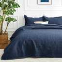 Love's cabin King Size Quilt Set Navy Blue Bedspreads - Soft Bed Summer Lightweight Bedspread Comforter - Modern Style Coin Pattern Coverlet for All Season - 3 Pieces (1 Quilt, 2 Pillow Shams)