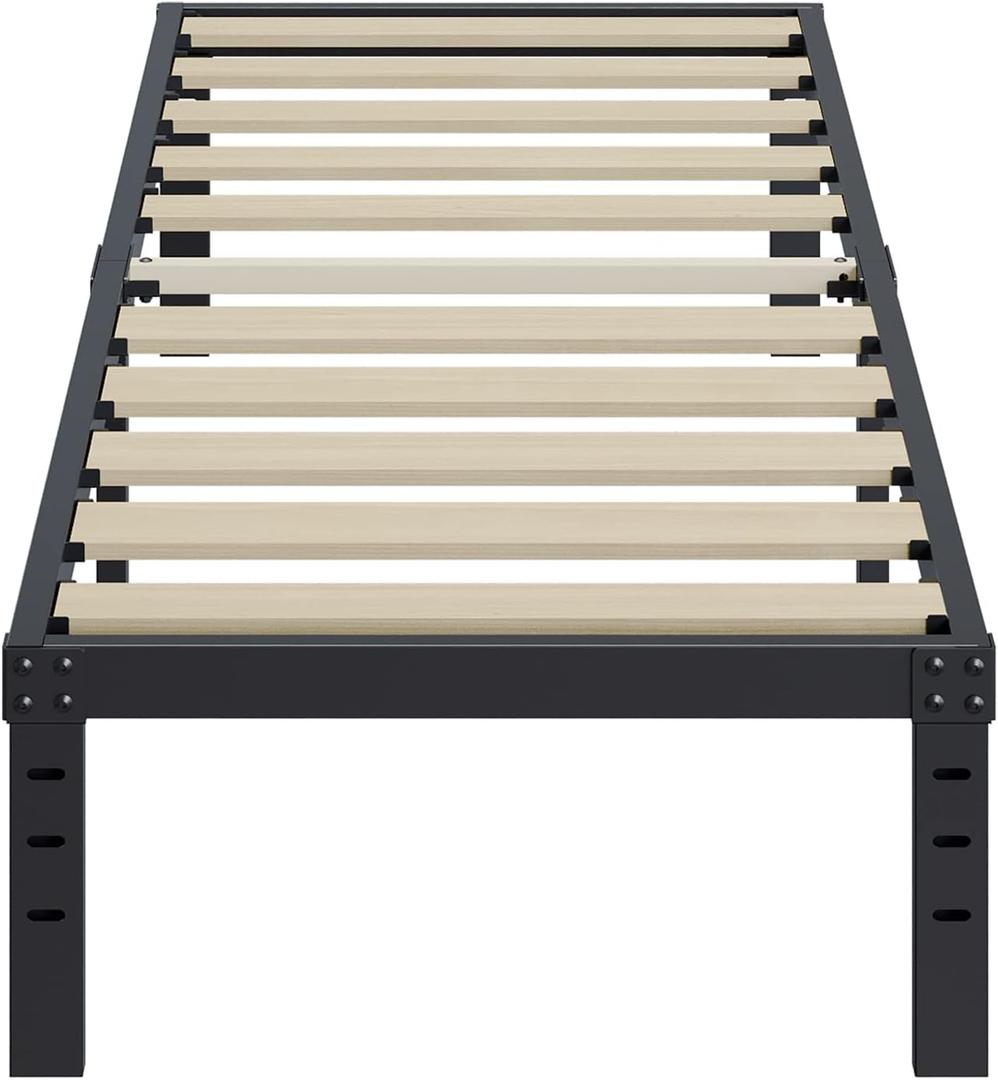 ZIYOO Twin Size Bed Frames 16 Inches Tall, 3 Inches Wide Wood Slats with 2500 Pounds Support for Foam Mattress, No Box Spring Needed, Heavy Duty Platform Bed Frame, Easy Assembly, Noise Free