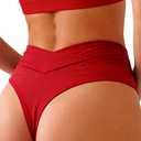 DwinzTan Women's Sexy High Waisted Thong V Cut Bikini Bottom Cheeky Brazilian Swimsuit Bottom, XL
