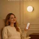 Battery Operated Rechargeable Wall Sconce Single, Brushed Gold Opal Glass Globe Wall Lamp, Wireless Touch & Remote Control, Dimmable 3 CCT + 12 RGB Colors for Bedroom Living Room Hallway
