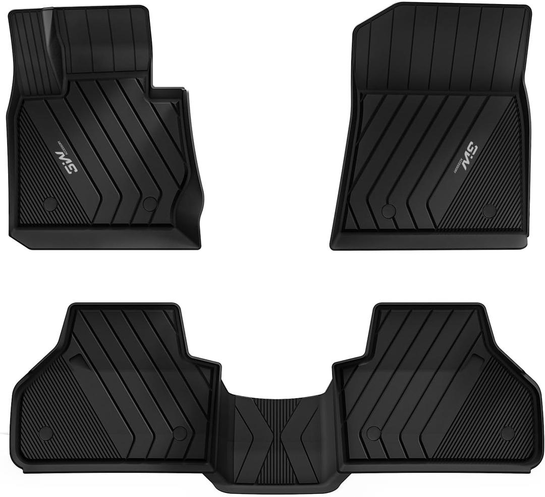 3W Floor Mats Compatible for BMW X3 F25 2011-2017 / BMW X4 2015-2018 xDrive28i/28d/35i/M40i Custom Fit TPE All Weather Floor Liner for 1st and 2nd Row Full Set Car Mats, Black
