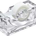 Amazing Abby - Tanya - Acrylic Tape Dispenser (1-Pack), Plastic Label Roll Holder, Clear Sticker Organizer, Perfect Office Desktop Storage Solution for Tapes, Labels, Stickers, and More