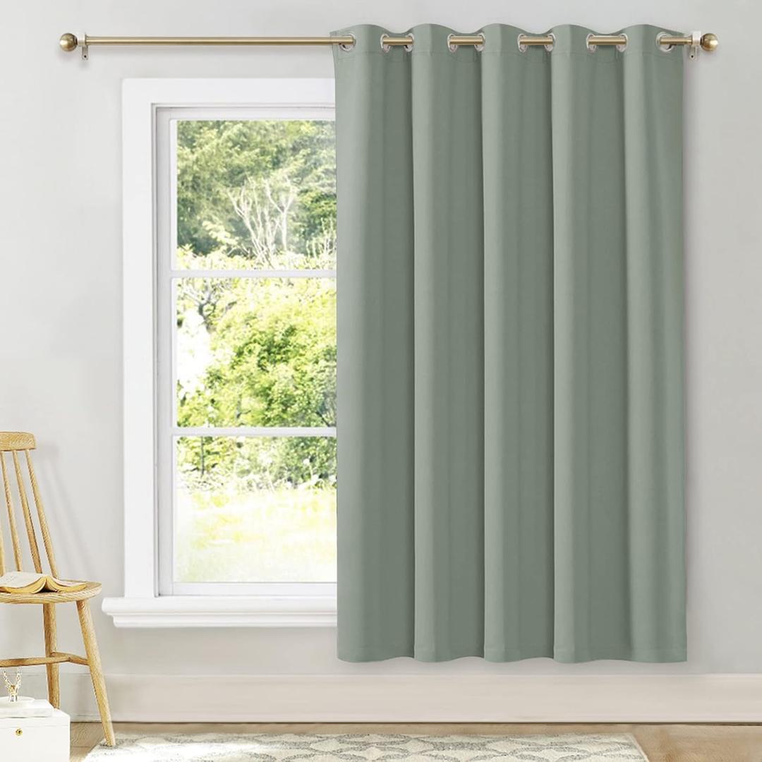 NICETOWN Room Darkening Curtains for Bedroom, Sage Green Thermal Insulated Drapes 72 inches Long for Office, Loft, Guestroom (1 Panel, 70" Wide per Panel)