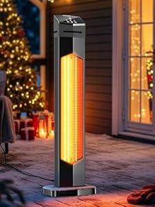 Uthfy 1500W Patio Heater for Outdoor Use, IPX5 Electric Infrared Heater with Remote & Timer,Fast Heating, Indoor Outside Portable Space Heater, Overheat Protection for Garage, Porch, Yard, Shop