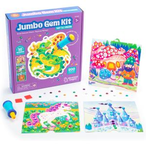 Educational Insights Jumbo Gem Kit - DIY Crafts for Kids Ages 4-8, Mess Free Toddler Arts and Crafts, Diamond Painting Kits for Kids 5-7, Beginner Paint By Gem Art Kits, Sticker Diamond Craft Kit, 10.9 Inches X 10.2 Inches X 2.1 Inches