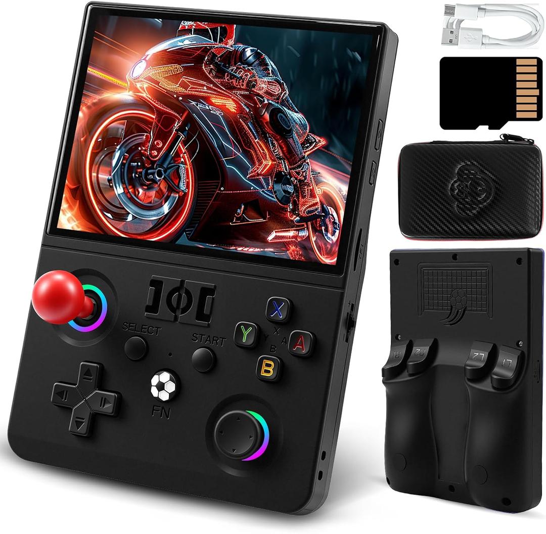 R36MAX2 Retro Gaming Console, 4.5 Inch 4K HD IPS Screen Retro Video Game Console, Handheld Game Console Preloaded 30+ Emulator Games, Linux System, Portable Video Console for Adult